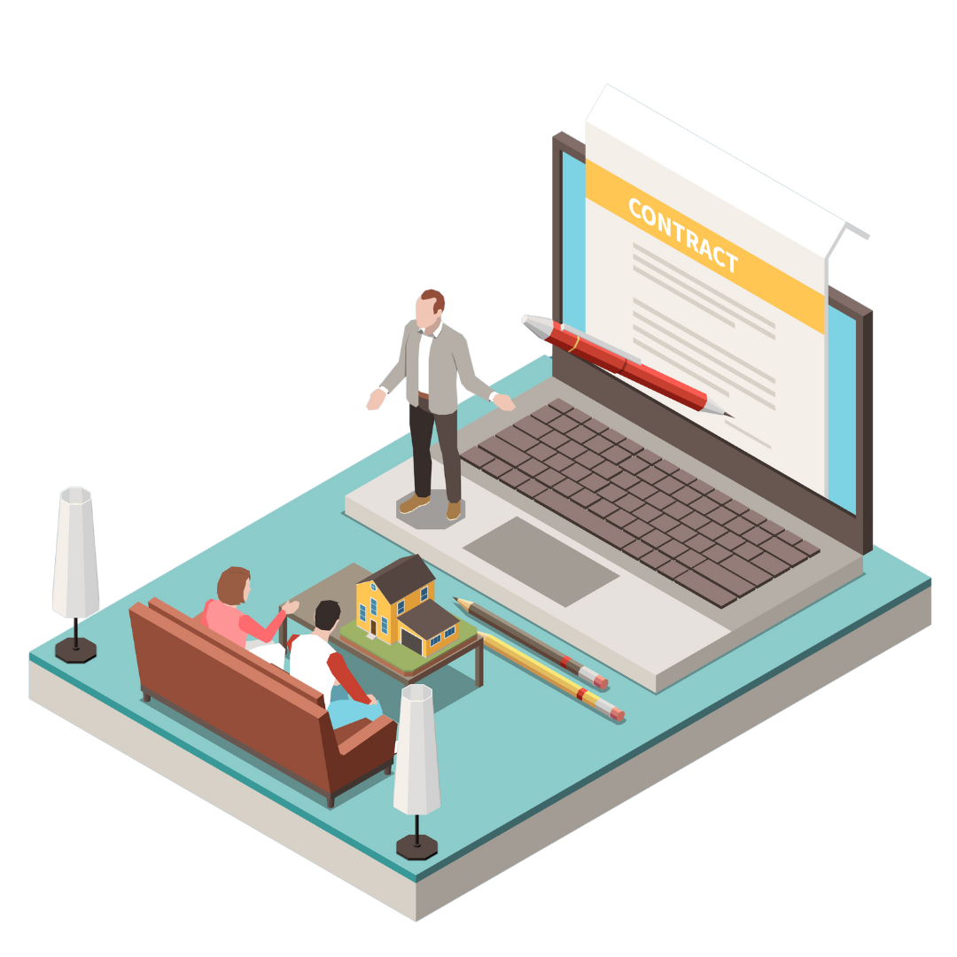 Maquette 3D Homme présentant son produit sur un ordinateur